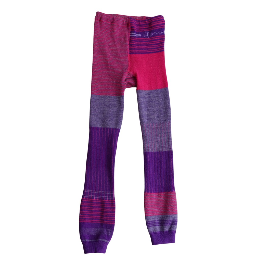 Smartwool Leggings Girls L Purple Pink Colorblock Merino Wool Base Layer Tights